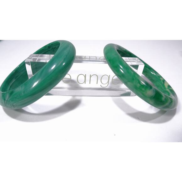 Neiman Marcus Lee Angel Resin Swirl Chunky Bangle Bracelet Set of 2 PCS NWT 189 - Picture 4 of 7